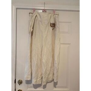 Anthropologie wide leg capri cream‎ cotton sz 8 petite